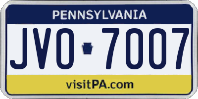 PA license plate JVO7007