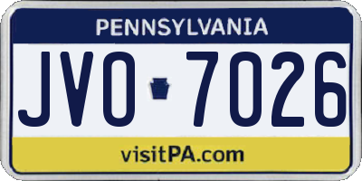 PA license plate JVO7026