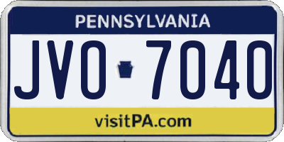 PA license plate JVO7040
