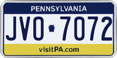 PA license plate JVO7072