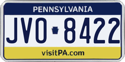 PA license plate JVO8422