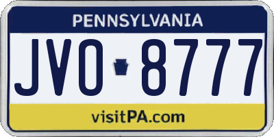 PA license plate JVO8777