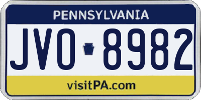 PA license plate JVO8982