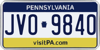 PA license plate JVO9840