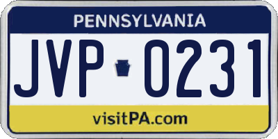 PA license plate JVP0231