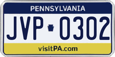 PA license plate JVP0302