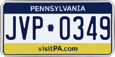 PA license plate JVP0349