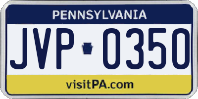 PA license plate JVP0350