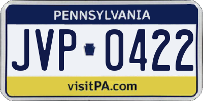 PA license plate JVP0422