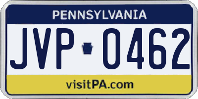 PA license plate JVP0462
