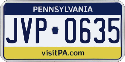 PA license plate JVP0635