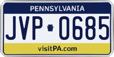 PA license plate JVP0685