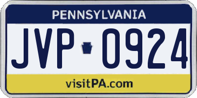 PA license plate JVP0924