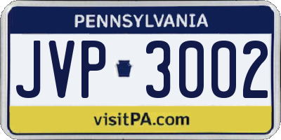 PA license plate JVP3002
