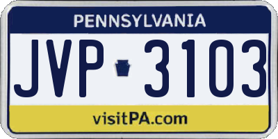 PA license plate JVP3103