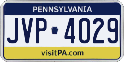 PA license plate JVP4029