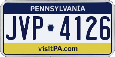 PA license plate JVP4126