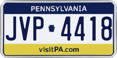 PA license plate JVP4418