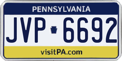 PA license plate JVP6692