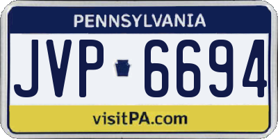 PA license plate JVP6694
