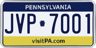 PA license plate JVP7001