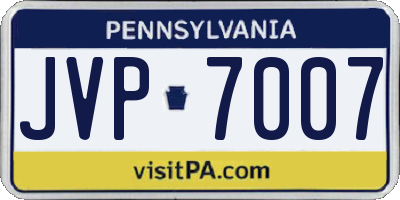 PA license plate JVP7007