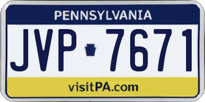 PA license plate JVP7671