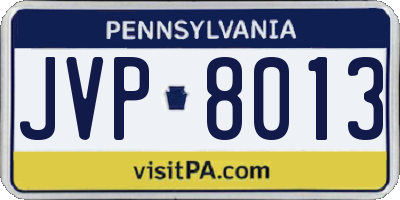 PA license plate JVP8013