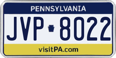 PA license plate JVP8022