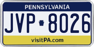 PA license plate JVP8026