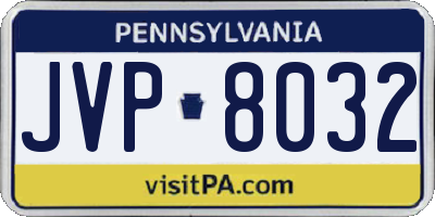 PA license plate JVP8032