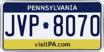 PA license plate JVP8070