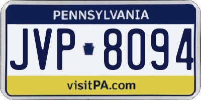 PA license plate JVP8094