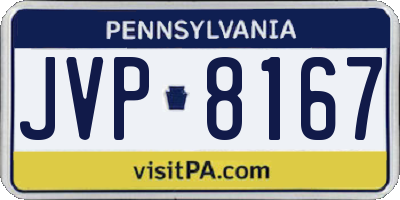 PA license plate JVP8167