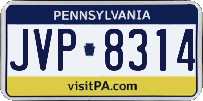 PA license plate JVP8314