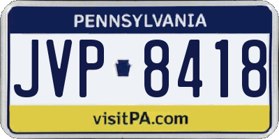PA license plate JVP8418