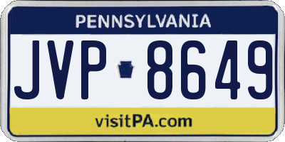 PA license plate JVP8649