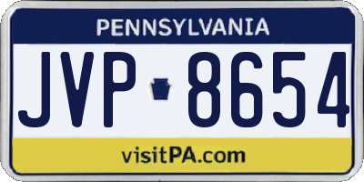 PA license plate JVP8654