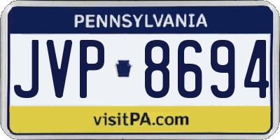 PA license plate JVP8694