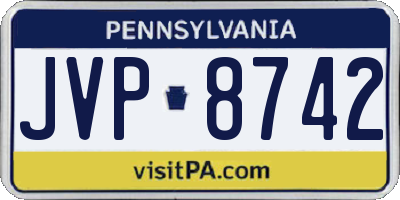 PA license plate JVP8742