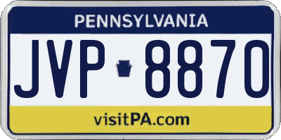 PA license plate JVP8870
