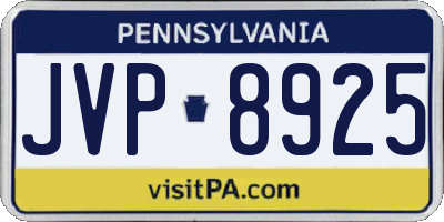 PA license plate JVP8925