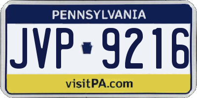 PA license plate JVP9216