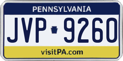 PA license plate JVP9260