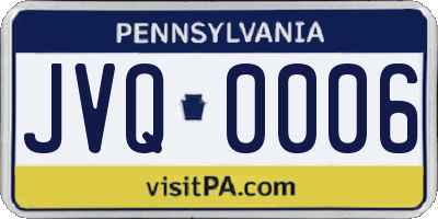 PA license plate JVQ0006