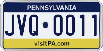 PA license plate JVQ0011