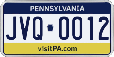 PA license plate JVQ0012