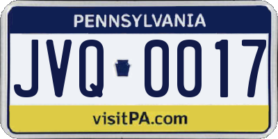 PA license plate JVQ0017