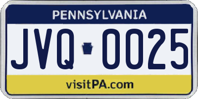 PA license plate JVQ0025