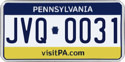 PA license plate JVQ0031